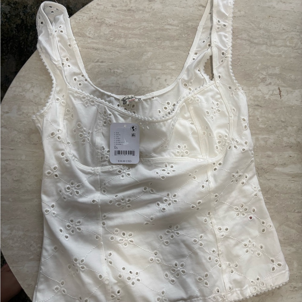 Free People White Eyelet Camisole Tank